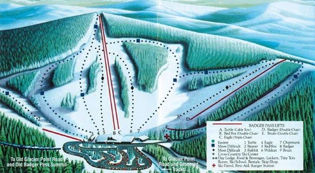 Yosemite Ski & Snowboard Area Mapa zjazdoviek