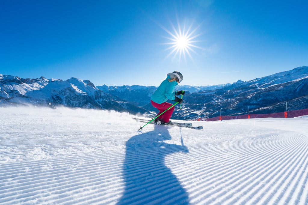 Puy St. Vincent_Skier Carving on Fresh Slope_(c): Roger van Rijn