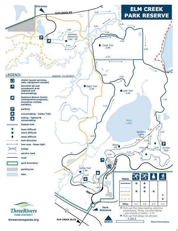 Elm Creek Winter Recreation Area Mapa zjazdoviek