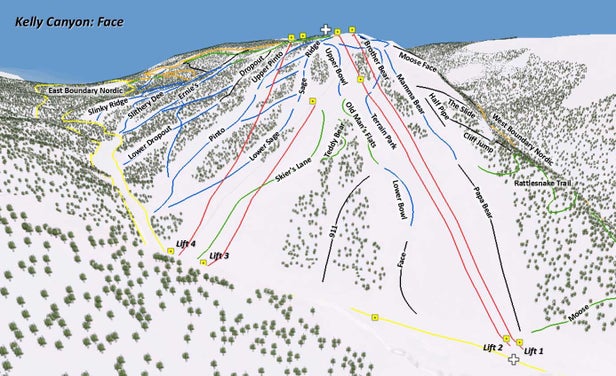 Kelly Canyon Ski Area Mapa sjezdovek