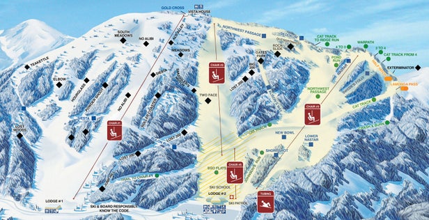 Mt. Spokane Ski and Snowboard Park Mapa zjazdoviek