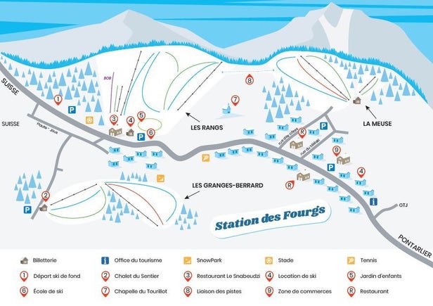 Les Fourgs Mapa sjezdovek