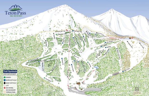 Teton Pass Ski Resort Mapa zjazdoviek