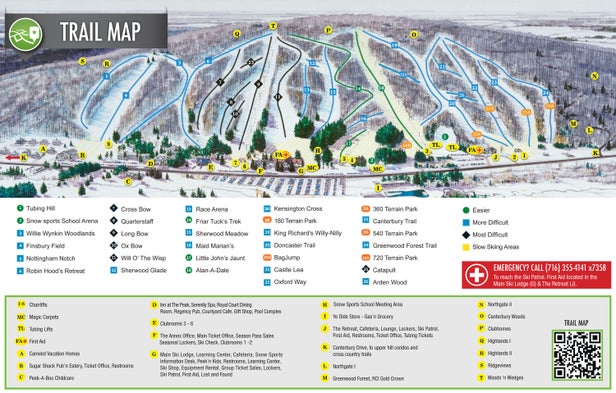 Peek'n Peak Mapa zjazdoviek