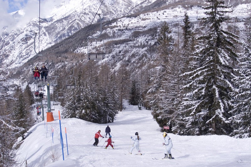 Learning to ski in the Cogne Valley, Val d'Aosta, Italy