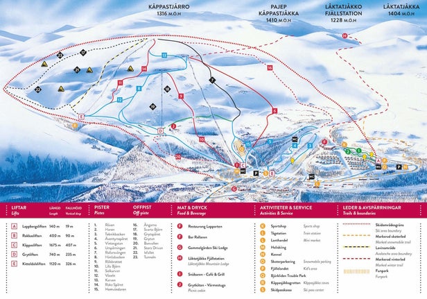 Björkliden Mapa sjezdovek