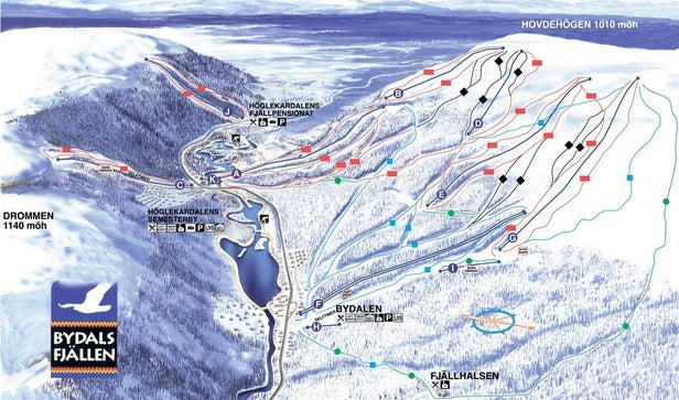 Bydalsfjällen Mapa sjezdovek