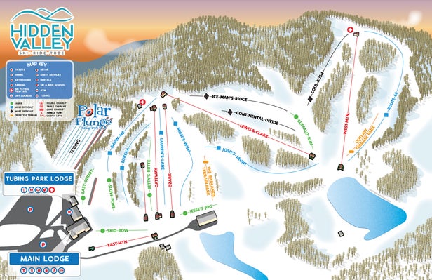 Hidden Valley Ski Area Mapa sjezdovek