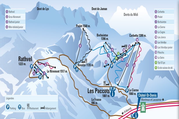 Pistenplan Les Paccots - Rathvel