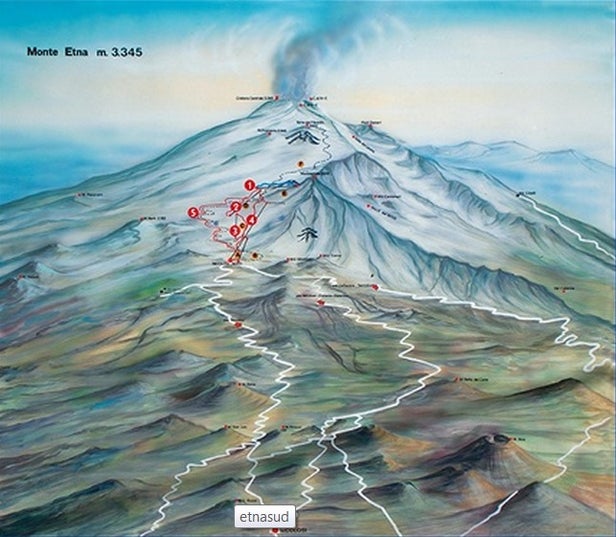 Etna juh Mapa zjazdoviek