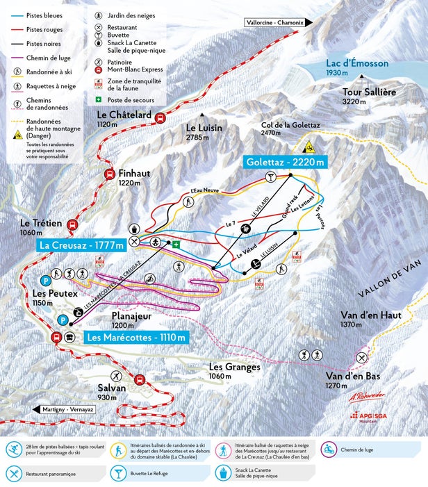 Les Marécottes - Salvan Mapa zjazdoviek