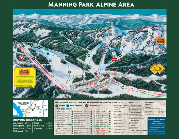 Manning Park Resort – mapa tras narciarskich