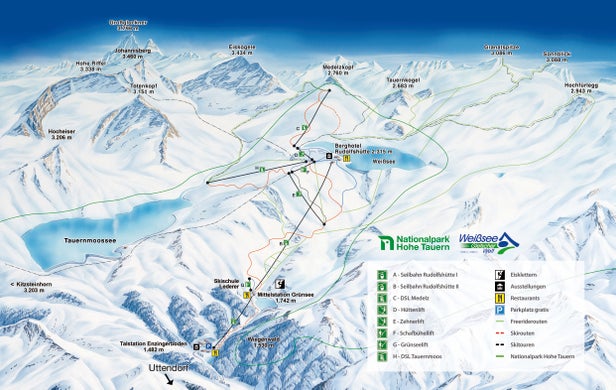 Pistenplan Weißsee Gletscherwelt