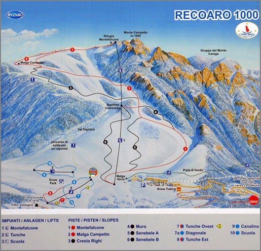 Recoaro Mille – mapa tras narciarskich