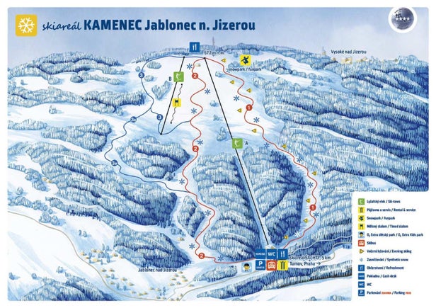 Jablonec n.Jizerou - Kamenec Mapa sjezdovek