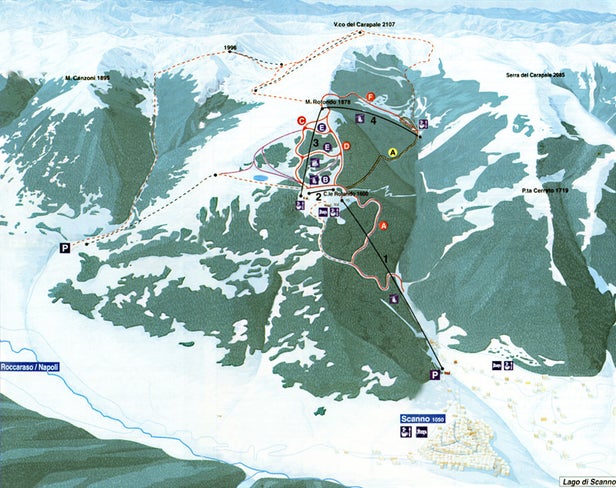 Scanno - Passo Godi Mapa zjazdoviek