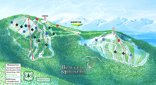 Blacktail Mountain Ski Area Mapa zjazdoviek