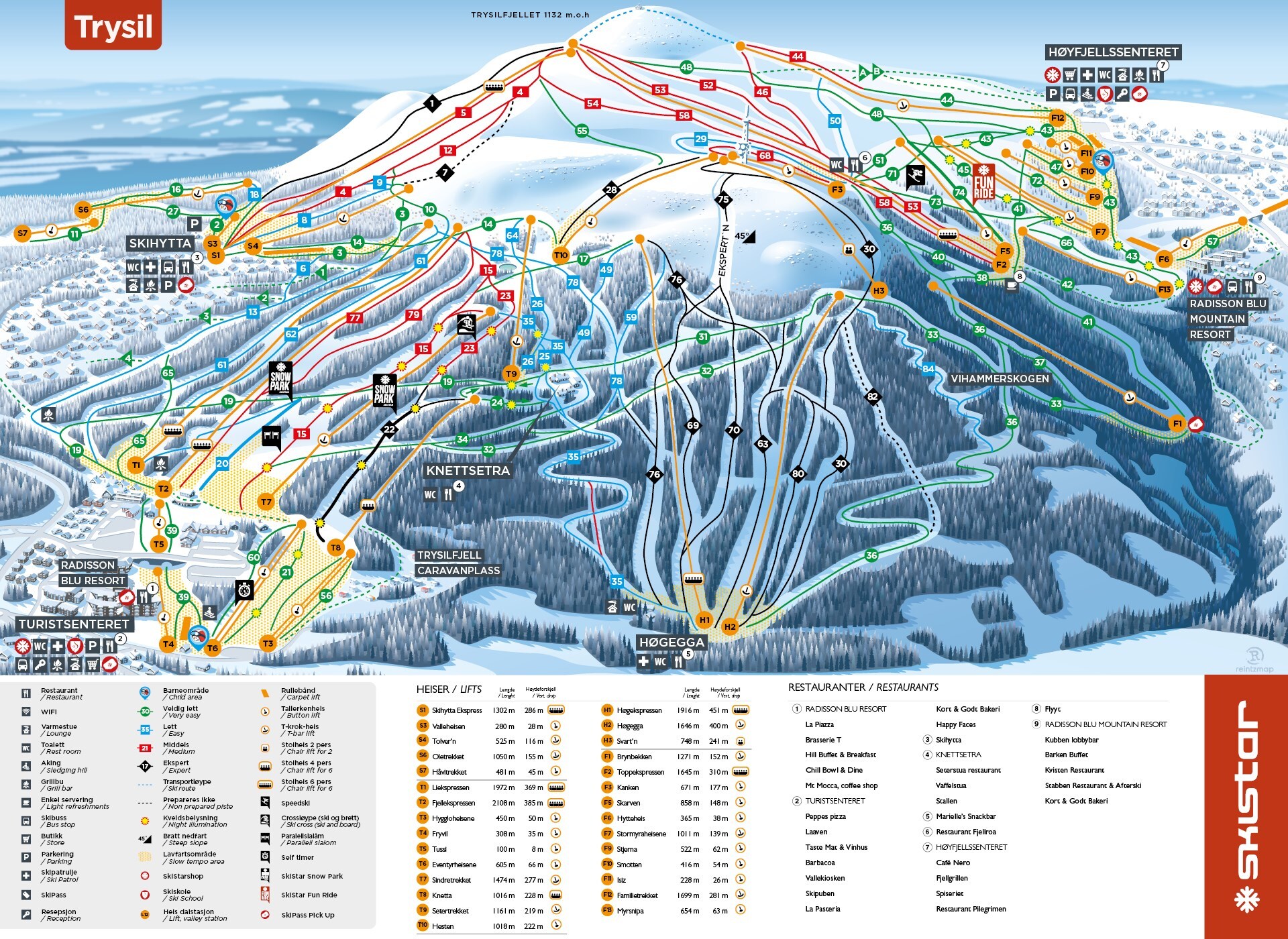 Trysil Piste Map | Plan of ski slopes and lifts | OnTheSnow