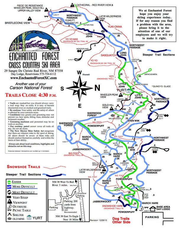 Enchanted Forest Cross CountrySki Area Mapa sjezdovek