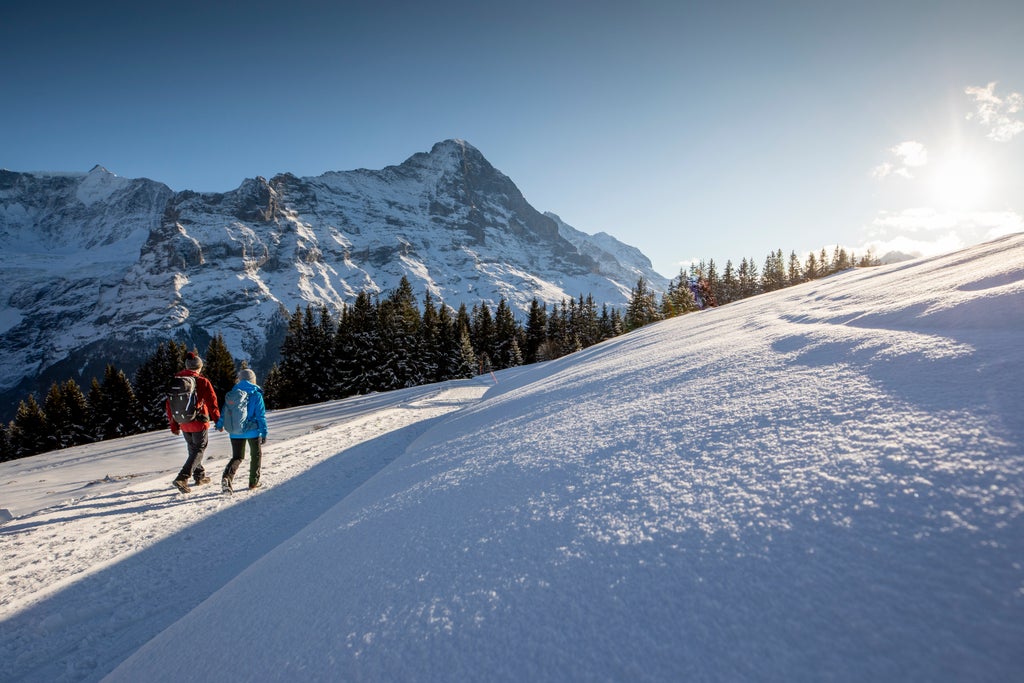 Grindelwald_Couple Trekking Snowy Trails_(c): Jungfrau Region Tourismus AG