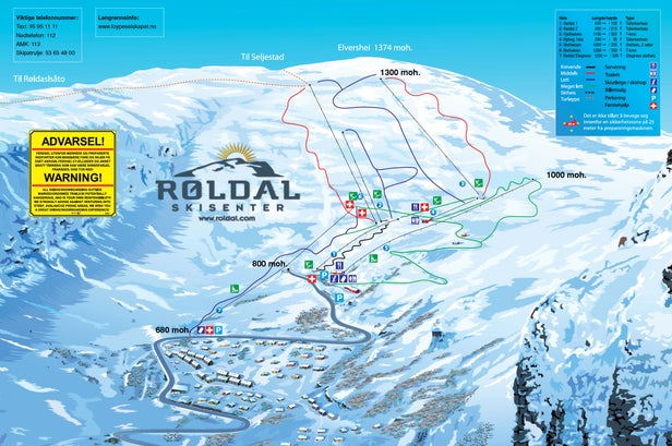 Røldal – mapa tras narciarskich