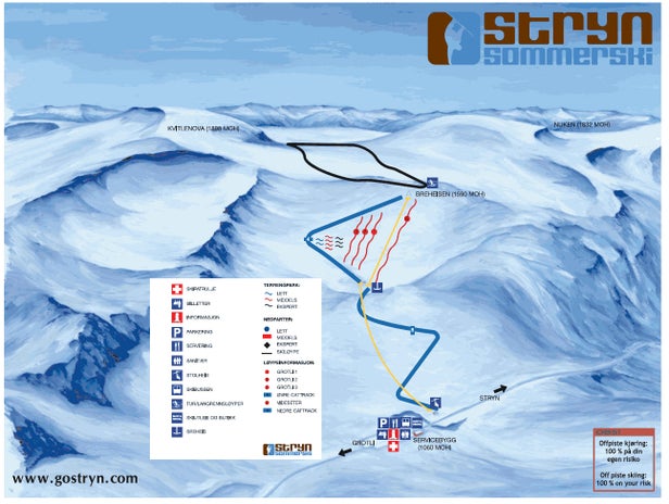 Ľadovec Stryn Mapa zjazdoviek