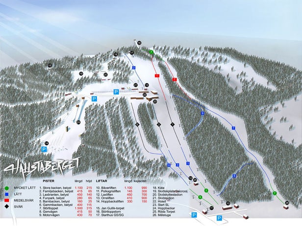 Hallstabackarna - Hallstaberget Mapa zjazdoviek