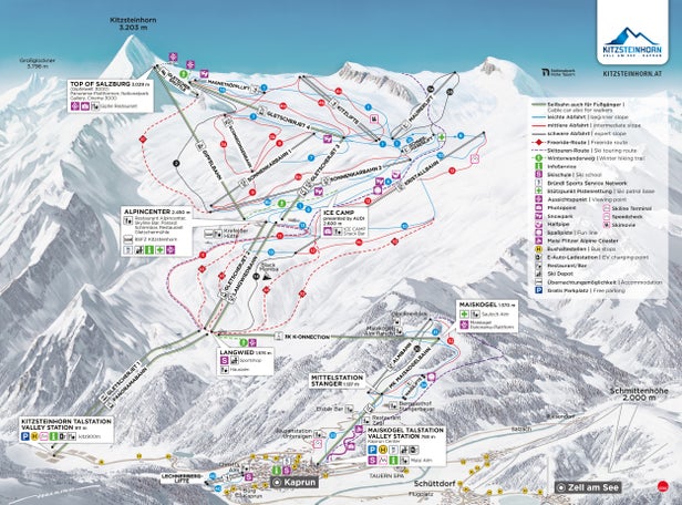 Kitzsteinhorn Maiskogel - Kaprun Piste Map