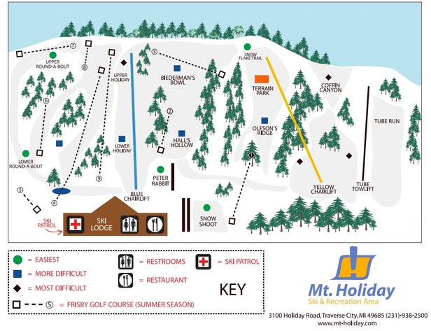 Mt. Holiday Ski Area Mapa zjazdoviek