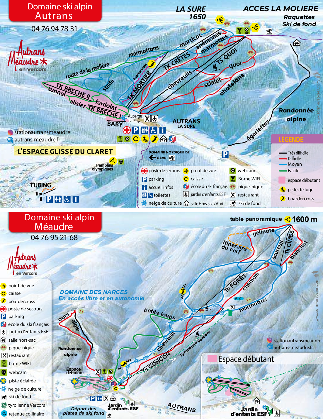 Autrans Méaudre - Plan des pistes de ski Autrans Méaudre