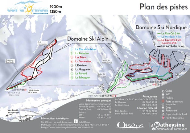 Col d'Ornon – mapa tras narciarskich