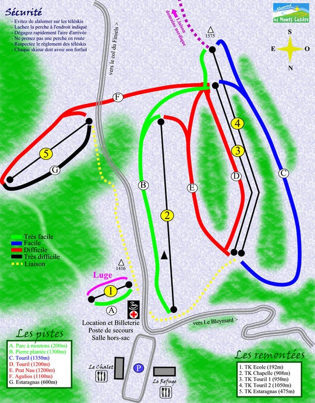 Plan des pistes - Le Bleymard - Mont Lozère