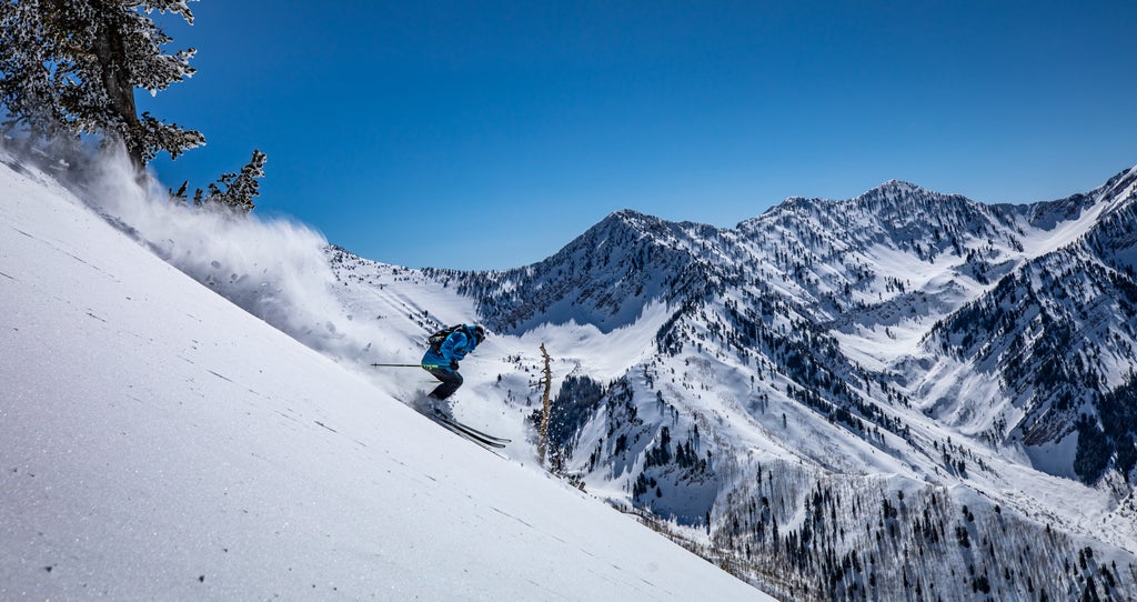 Snowbird_Powderbird Experience_Skier with Mountain Backdrop_(c): Noah Wetzel