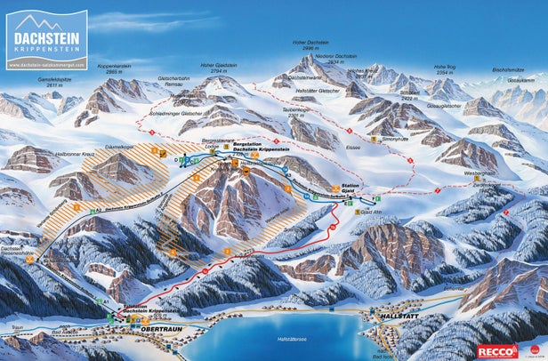 Ledovec Dachstein Mapa sjezdovek