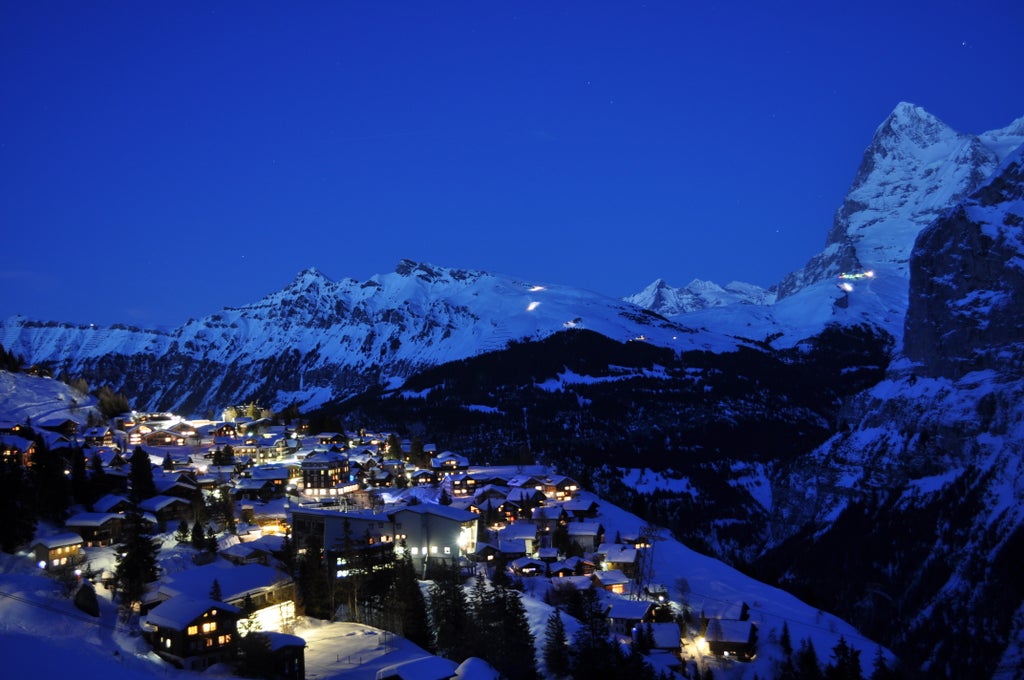 Mürren Dorf Winternacht