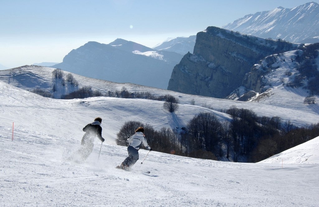 Skiers in Polsa San Valentino, Italy