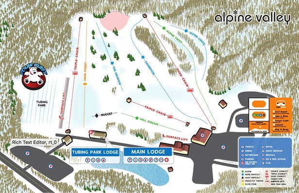 Alpine Valley Mapa sjezdovek