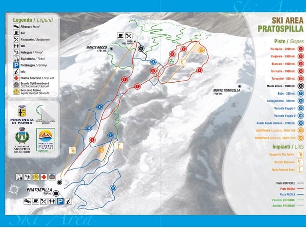 Pratospilla Mapa sjezdovek