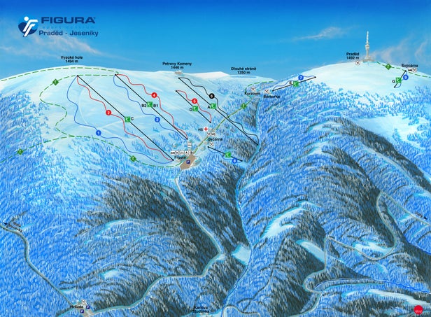 Praděd - Ovčárna - Figura Mapa sjezdovek