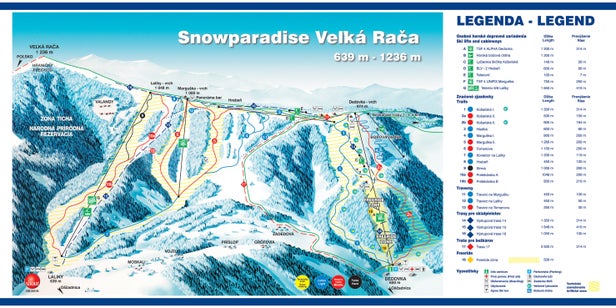 Snowparadise Veľká Rača Mapa zjazdoviek