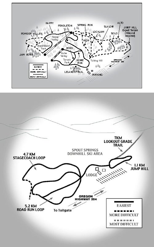 Spout Springs Mapa zjazdoviek