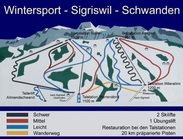 Schwanden - Sigriswil Mapa zjazdoviek