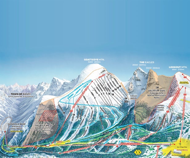 Banff Sunshine Mapa sjezdovek