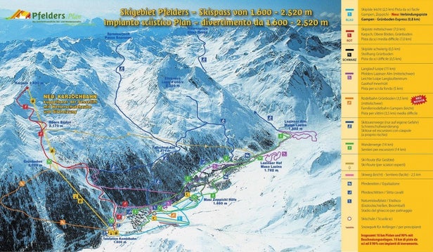 Plan Val Passiria / Pfelders Piste Map