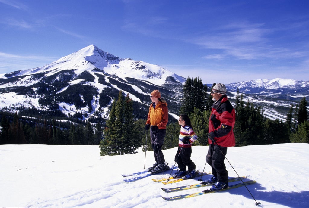 Skiing at the private Spirit Mountain adjacent to Big Sky Resort. Photo courtesy of Spanish Peaks.