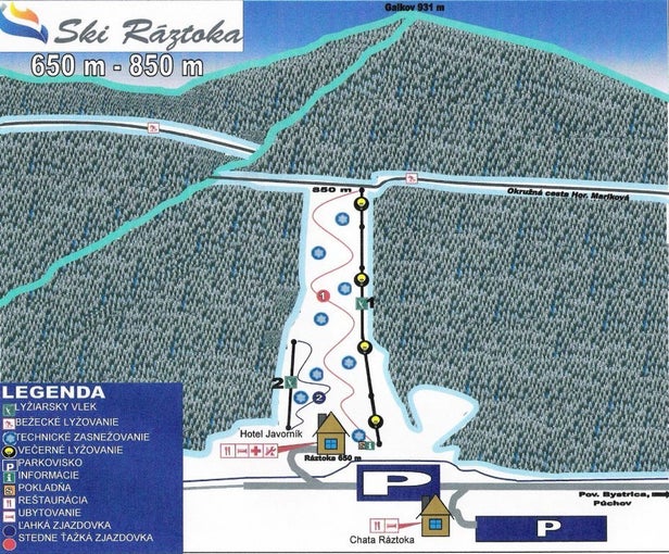 Pistenplan Ski Ráztoka - Horná Mariková