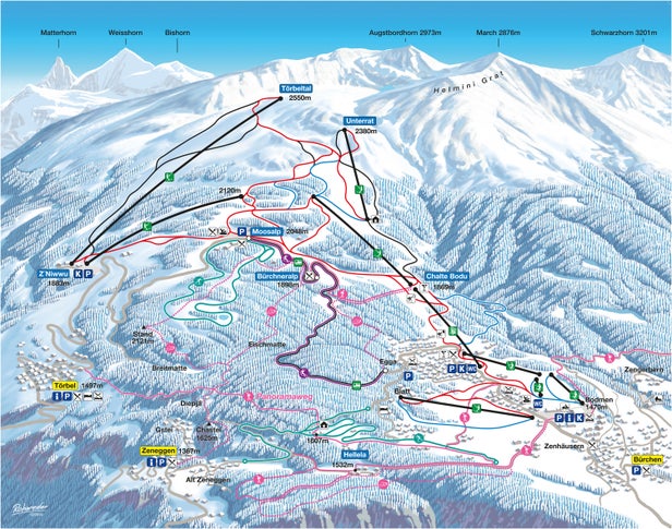 Bürchen - Törbel Mapa zjazdoviek