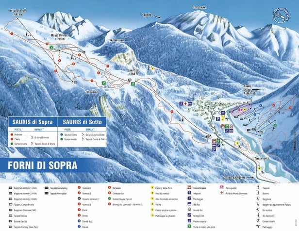 Forni di Sopra Mapa sjezdovek