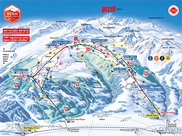 Pizol - Heidiland Mapa sjezdovek