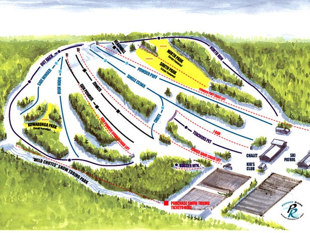 Powder Ridge Ski Area Mapa sjezdovek